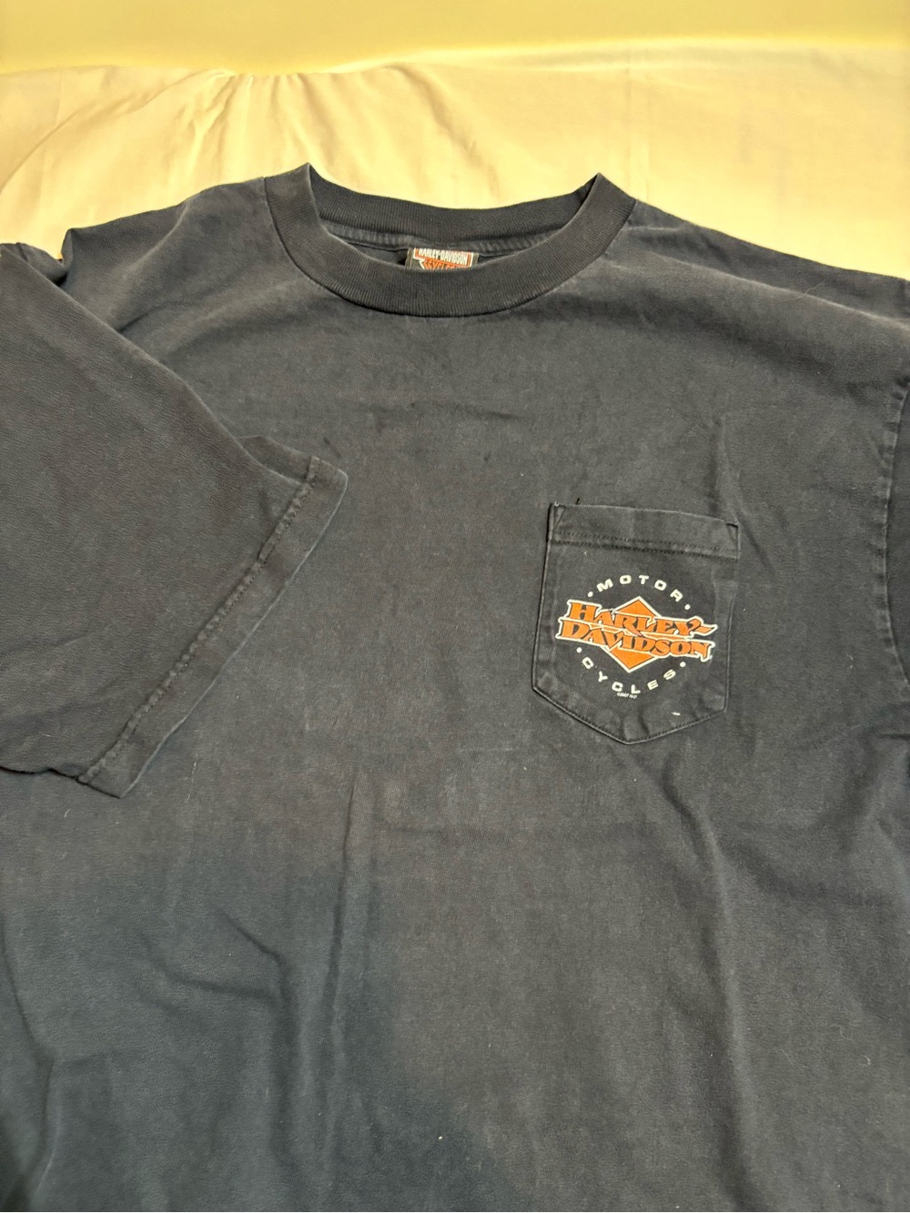 Harley-Davidson Black Short Sleeve Pocket Tee with Orange Logo